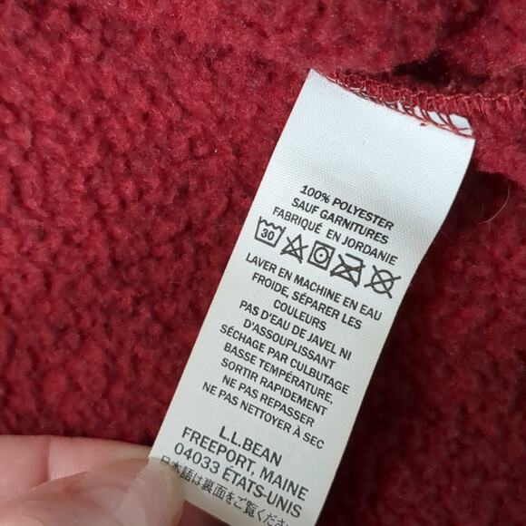 LL Bean Men's Slightly Fitted Red Sweater Fleece Pullover Size Large Reg - Picture 7 of 7